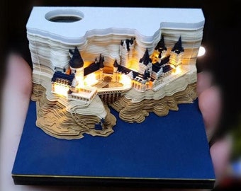 Magic Castle 3D Note Paper - Carving art building blocks paper, note paper decoration, home crafts, sticky paper notepad E