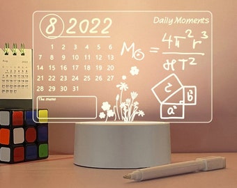 Multifunctional acrylic transparent note board -  light-emitting message board, erasable memo reminder board for home and work with pen E