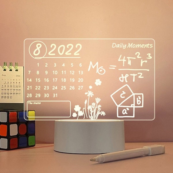 Multifunctional acrylic transparent note board -  light-emitting message board, erasable memo reminder board for home and work with pen E
