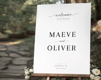 Minimalist Wedding Welcome Sign Template, Modern Welcome Sign, Printable Wedding Sign, Editable Template, Large Wedding Sign - EJ02