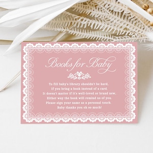 Carte Livres baby shower pour baby shower, encart d'invitation à une baby shower Cielito Lindo, carte de demande de livre Papel Picado, baby shower rose cendré - EJ47