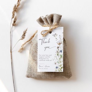 Wildflower Wedding Favor Tag Template, Printable Thank You Favor Tags, Editable Template, Wedding Gift Tags, Shower Favor Tags - EJ10