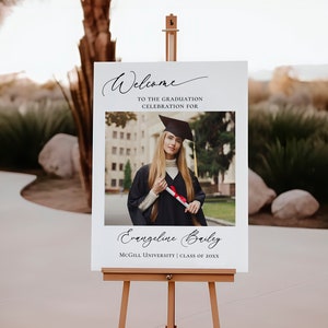 Graduation Welcome Sign with Photo Template, Minimalist Graduation Party Welcome Sign, Photo Graduation Poster, College Graduation - EJ40