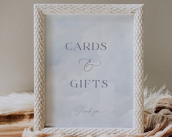 On Cloud Nine Bridal Shower Cards and Gifts Sign, Printable Gift Table Sign, Bride on Cloud Nine, Editable Template, Table Top Sign - EJ24