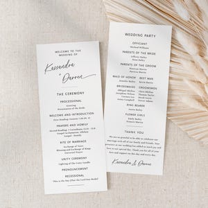Minimalist Church Wedding Program, Christian Ceremony Program, Printable Order of Service, Editable Template, Ceremony Itinerary - EJ09