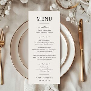 Minimalist Wedding Menu Template, Editable Wedding Menu, Instant Download, Menu TEMPLATE, Modern Wedding, Simple Wedding Menu - EJ02