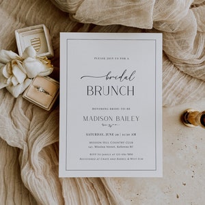Bridal Brunch Invitation, Bridal Shower Invite, Simple Bridal Shower Invite, Classic Wedding, Printable, Editable Template, Elegant - EJ08