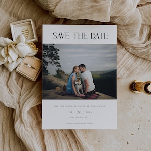 Minimalist Save The Date Template, Photo Save The Date Card, Simple Save Our Date, Electronic, Editable, Printable, Instant Download - EJ12