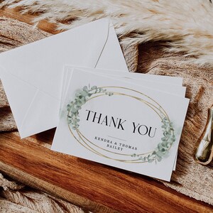 Hochzeit Dankeskarte Eukalyptus Gefaltet Danke Karte Druckbare Bearbeitbare Vorlage Greenery Hochzeit Danke - EJ11