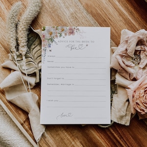 Carte de conseils pour la mariée et les abeilles, douche nuptiale abeille, conseils pour la future mariée, carte de conseils pour la douche nuptiale, floral rose, jeu modifiable - EJ16