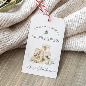 Favorite Things Gift Tag, Favorite Things Party Favor Tag, Printable Holiday Gift Tags, Editable Holiday Tags, Christmas Gift Tag - EJ25