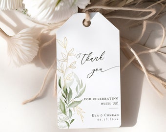 Greenery Favor Tag Template, Wedding Favor Tags Printable, Editable Thank You Tags, Bridal Shower Gift Tag, Greenery Gift Tag - EJ01