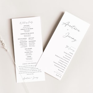 Minimalist Wedding Program Template, Modern Order of Service, Wedding Ceremony Itinerary, Printable, Editable Program - EJ03