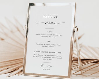 Wedding Dessert Sign, Minimal Wedding Dessert Menu, Printable Dessert Table Sign, Editable Template, Dessert Bar Sign - EJ07