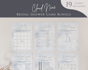 Cloud Nine Bridal Shower Games Bundle Printable, Bridal Shower Games, Games Bundle, Editable Template, Wedding Shower Game Bundle - EJ24