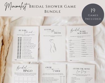 Minimalist Bridal Shower Games Bundle Printable,  Bridal Shower Games, Games Bundle, Editable Template, Wedding Shower Game Bundle - EJ07