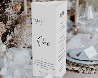 Wedding Triangle Table Number Template, Modern Trifold Table Menu, Table Thank You, Triangle Table Stand, Wedding Table Numbers - EJ02
