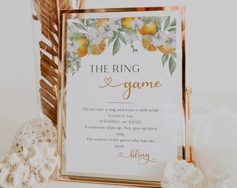 Bridal Shower Ring Game Sign, Citrus Bridal Shower Game, Don't Say Bride Game, Printable Game, Bridal Ring Game, Main Squeeze Shower - EJ35