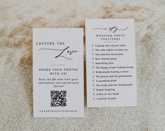 Capture the Love Wedding QR Code Card, Wedding Photo Card, QR Code Wedding Card, I Spy Wedding Photo Game, Printable Share the Love - EJ22