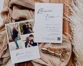 Wedding Invitation with Photo and QR Code, Minimalist Invitation with QR Code, Printable Wedding Invite, Simple Invitation, Editable  - EJ07