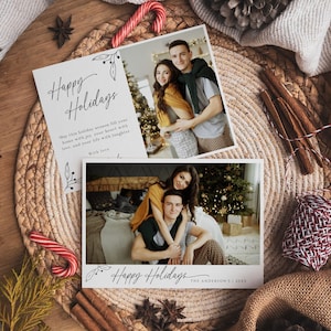 Semplice biglietto fotografico per le vacanze, modello moderno e minimalista per biglietto di Natale con foto, biglietto di Natale stampabile, biglietto di auguri modificabile per le feste - EJ25