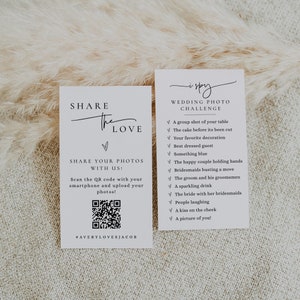 Teilen Sie die Liebe QR Code Hochzeit, Fotokarte Hochzeit, QR Code Hochzeitskarte, Ich Spioniere Hochzeitsfotospiel, Printable Erfasse die Liebe - EJ21