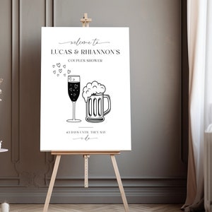Blasen und Gebräue Willkommensschild, Paare Dusche Willkommensschild, Verlobungsfeier Willkommensschild, Champagner, Bier, Printable, Modernes Brautpaar - EJ07