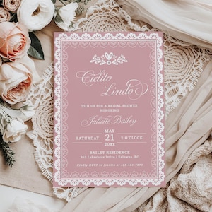Cielito Lindo Baby Shower Invitation Pink, Printable Talavera Shower Invite, Editable Papel Picado Invite,  Dusty Rose Baby Shower - EJ47