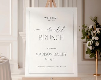 Bridal Brunch Welcome Sign Template, Bridal Shower Welcome Poster, Minimalist Bridal Shower Welcome, Classic Editable Large Sign - EJ08