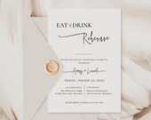 Eat Drink Rehearse, Simple Minimalist Rehearsal Dinner Invitation Template, Rehearsal Dinner Invitation, Editable, Printable Invite - EJ21