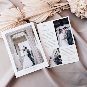 Tarjeta de agradecimiento con foto de boda minimalista, tarjeta de agradecimiento clásica para boda, tarjeta de agradecimiento con foto imprimible, tarjeta de agradecimiento minimalista moderna - EJ08