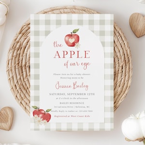 The Apple of Our Eye Baby Shower Invitation, Apple Baby Shower Invite, Gender Neutral Baby Shower Invite Template, Fall Baby Shower - EJ54