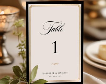 Oud geld bruiloft tafelnummers, elegante bruiloft tafelnummerkaarten, DIY afdrukbare tafelnummers, klassieke bruiloft bewegwijzering - EJ14