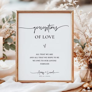 Generations of Love Table Sign, To All The Love Stories That Came Before Us Sign, Minimal Wedding Memory Table Sign, Reception Sign - EJ08