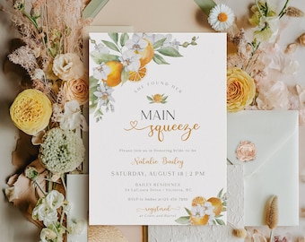 Sie fand ihr Main Squeeze Brautparty einladen Vorlage, Zitrus Brautparty einladen, orange Braut Brunch einladen, printable - EJ35