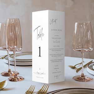 Tri-fold Wedding Table Number Template, Trifold Table Number & Menu, Triangle Table Stand, Wedding Table Numbers, Capture the Love - EJ21