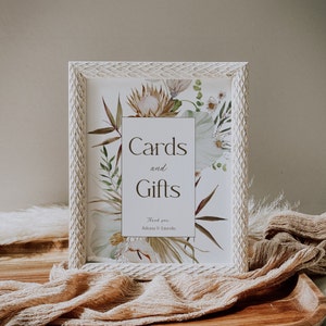Boho Cards and Gifts Wedding Sign, Printable Gifts Table Sign, Wedding Reception Sign, Editable Template, Bohemian Floral, DIY Sign EJ06 image 3
