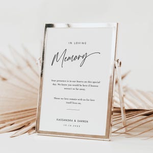 Simple In Loving Memory Sign, Wedding Memorial Sign, Printable, Editable Template, Heaven Memorial Sign, Minimal Memorial Table Sign - EJ09