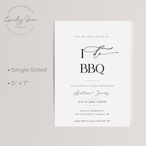 I Do BBQ Invitation Template, Engagement Party Invitation, Couples Shower Invite, Editable ...