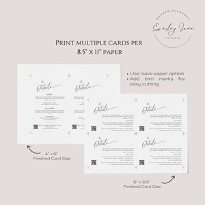 Minimalist Wedding Details Card Template, Details Card with QR Code, Editable, Printable Wedding Enclosure Card, Wedding Invite Insert EJ09 image 6