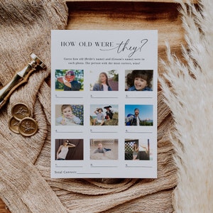 How Old Was The Bride and Groom Photo Game, Minimalist Bridal Shower Game, Guess Their Age Game, Couples Shower Game, Photo Game - EJ07