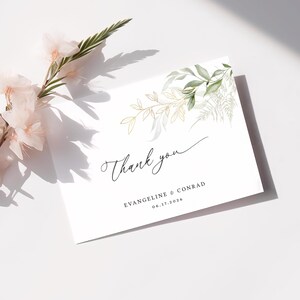 Greenery Hochzeit gefaltet Dankeskartenvorlage, einfache Dankeschön Note, bearbeitbare Hochzeit Dankeskarte, druckbare Greenery Dankeschön - EJ01