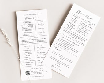Fun Fact Wedding Template, Fun Fact and Wedding Program, QR code Wedding Photo Share Card, Printable Thank You, Editable Template - EJ07