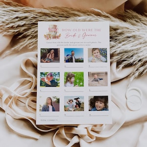 How Old Were They Bride and Groom Game, How Old Were They Game Template, Tea Party Bridal Shower Game, Guess Their Age Game - EJ16