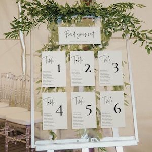 Modèle de cartes de table de mariage, table de mariage minimaliste moderne, modèle de plaque, plan de table modifiable - EJ21