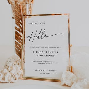 Audio Guestbook Sign, Minimalist Audio Guest Book Sign Template, Voicemail Guestbook, Telephone Guest Book Sign- EJ09