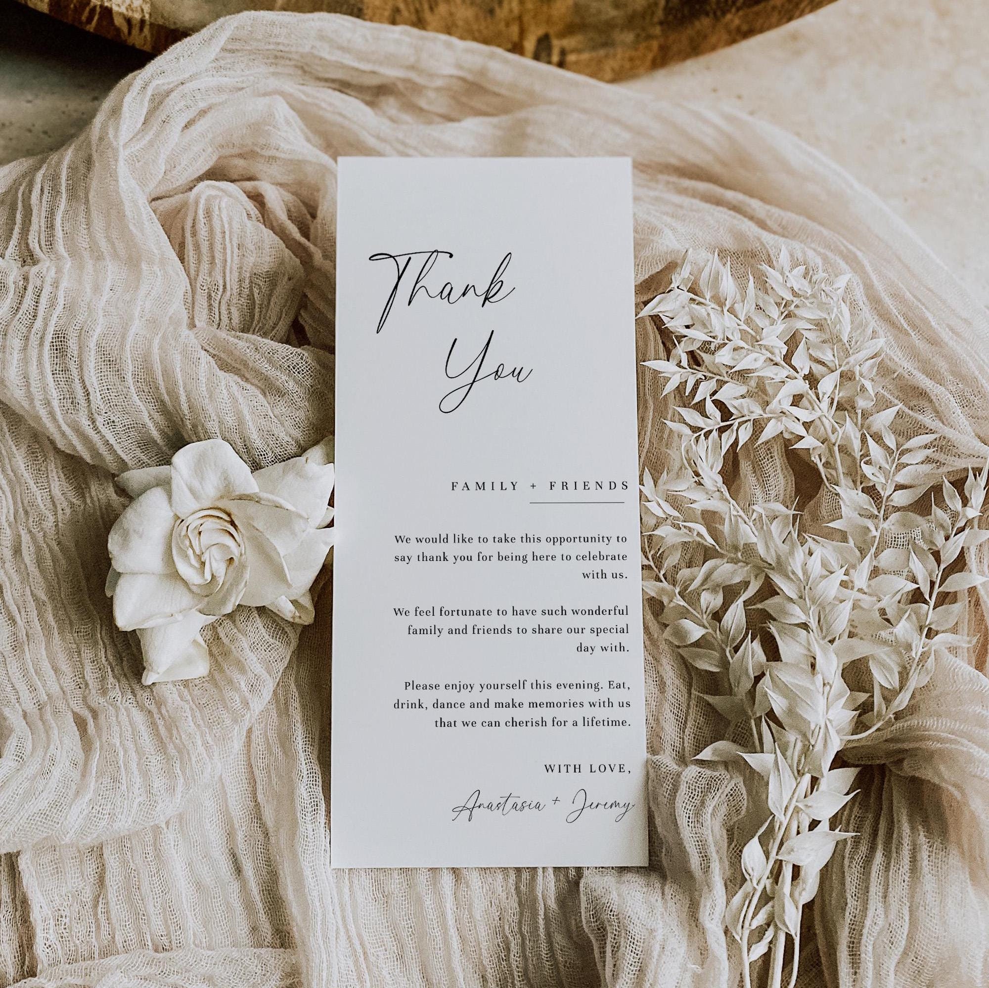 Minimalist Wedding Table Thank You Template, Thank You Napkin Note,  Printable Thank You, Place Setting Thank You, Instant Download - EJ03 - Etsy, image size:2000x1999