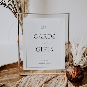 Classic Cards and Gifts Sign, Wedding Reception Sign, Printable Gift Table Sign, Card Table Sign, Editable Template, Traditional - EJ08