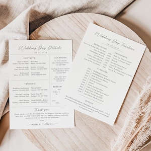 Minimalist Wedding Party Timeline, Printable Wedding Day Schedule, Bridal Party Timeline, Wedding Day Itinerary, Editable Template - EJ02
