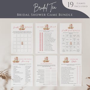 Tea Party Bridal Shower Game Bundle, Bridal Shower Games, Printable Games Bundle, High Tea Wedding Shower Game Bundle, Editable - EJ16